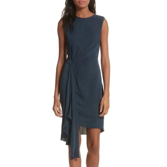 Milly Dresses & Skirts - Milly Navy Front Drape Silk Dress